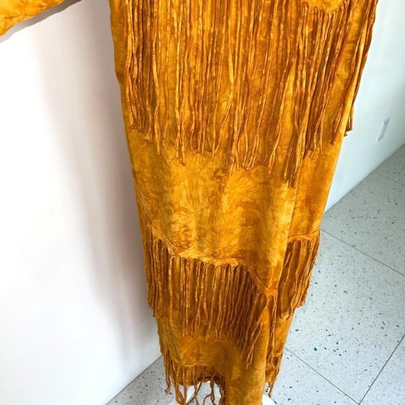 Bijan Womens Maxi Dress Orange One Size Vintage Stone Washed Pure Cotton Fringe - Picture 8 of 12
